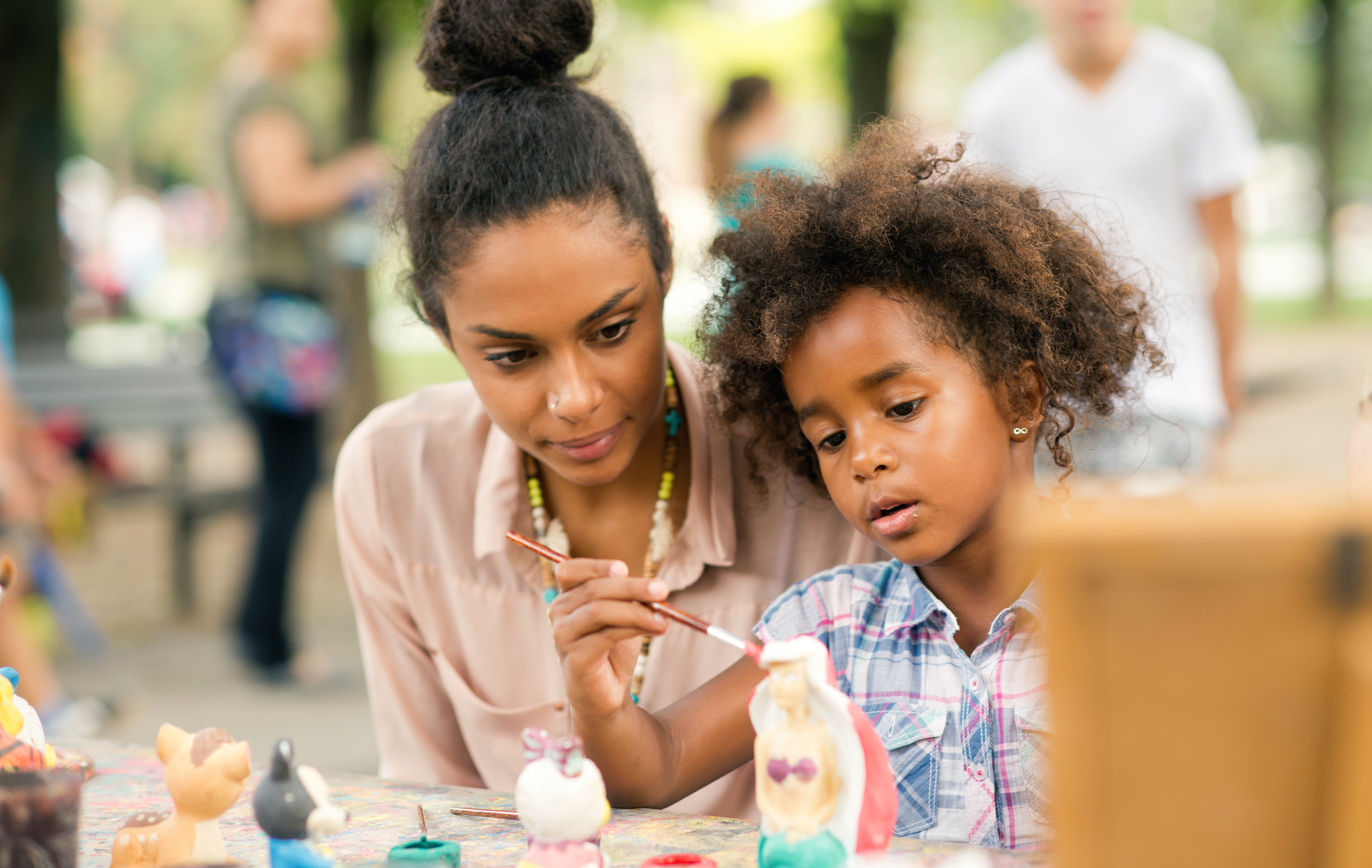 Painting a sculpture.