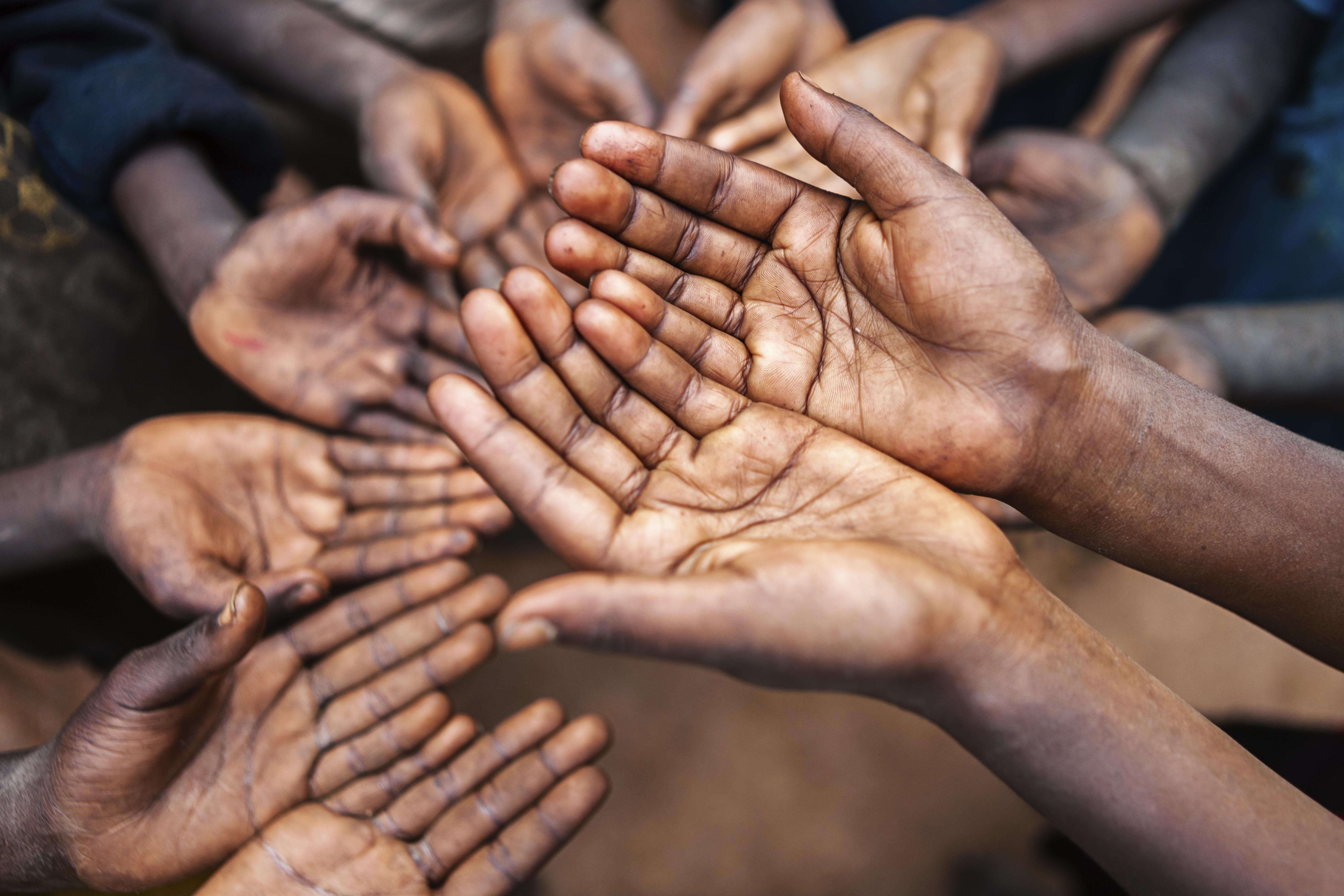 'Hands of poor - asking for help, Africa'